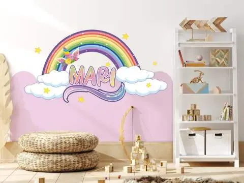 1 set En PVC Autocollant Mural , Dessin Animé Arc-En-Ciel & Motif