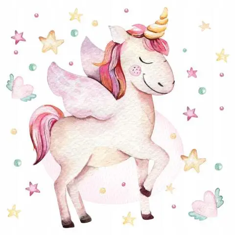 Sticker mural - Licorne et Arc-en-ciel