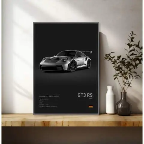 Affiche Porsche 911 GT3RS 2024 – Poster Art Mural Voiture, Design, Fabriqué US