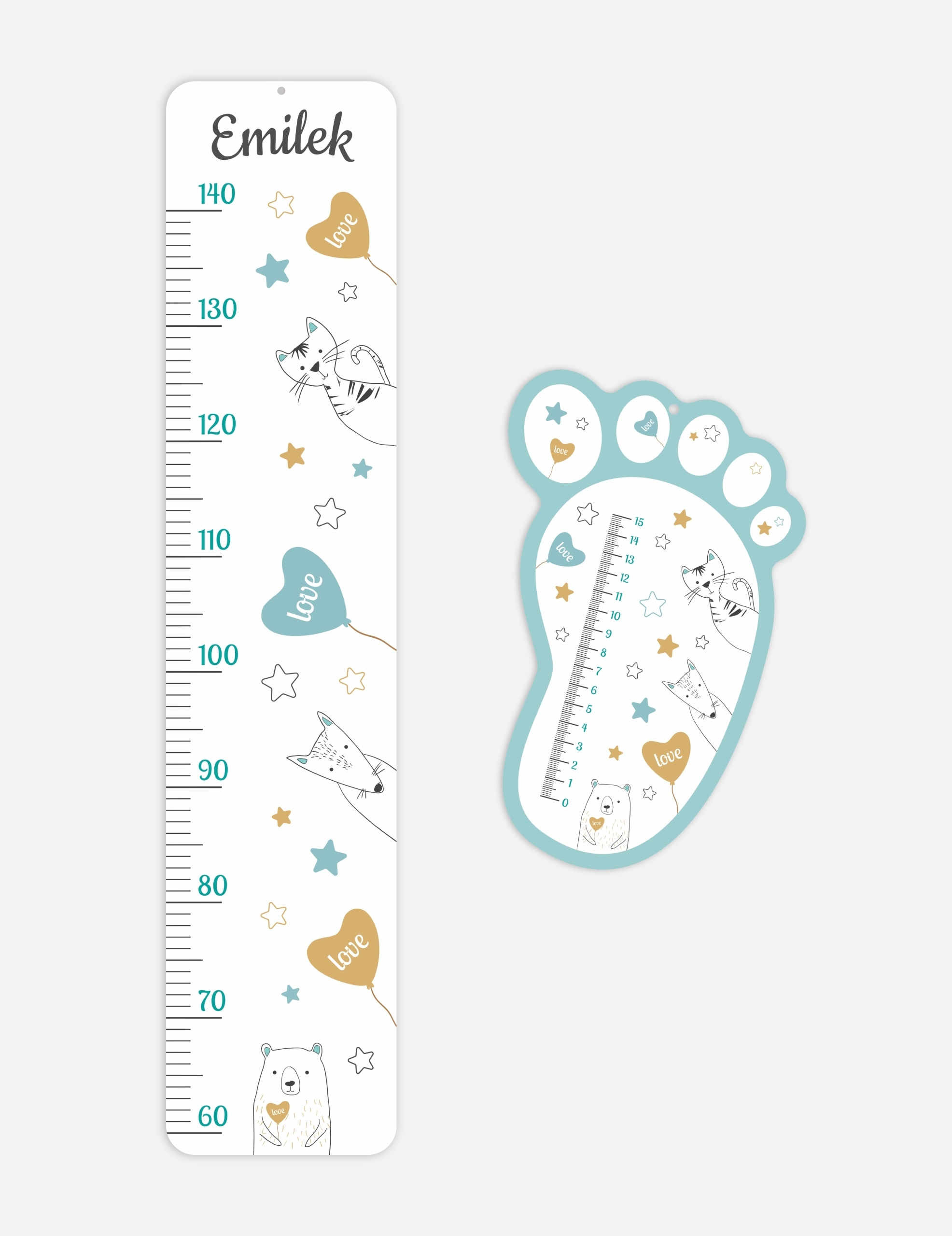 Sticker mural - Ours et Kitty / Personnalisé / Mesure de hauteur et de pied