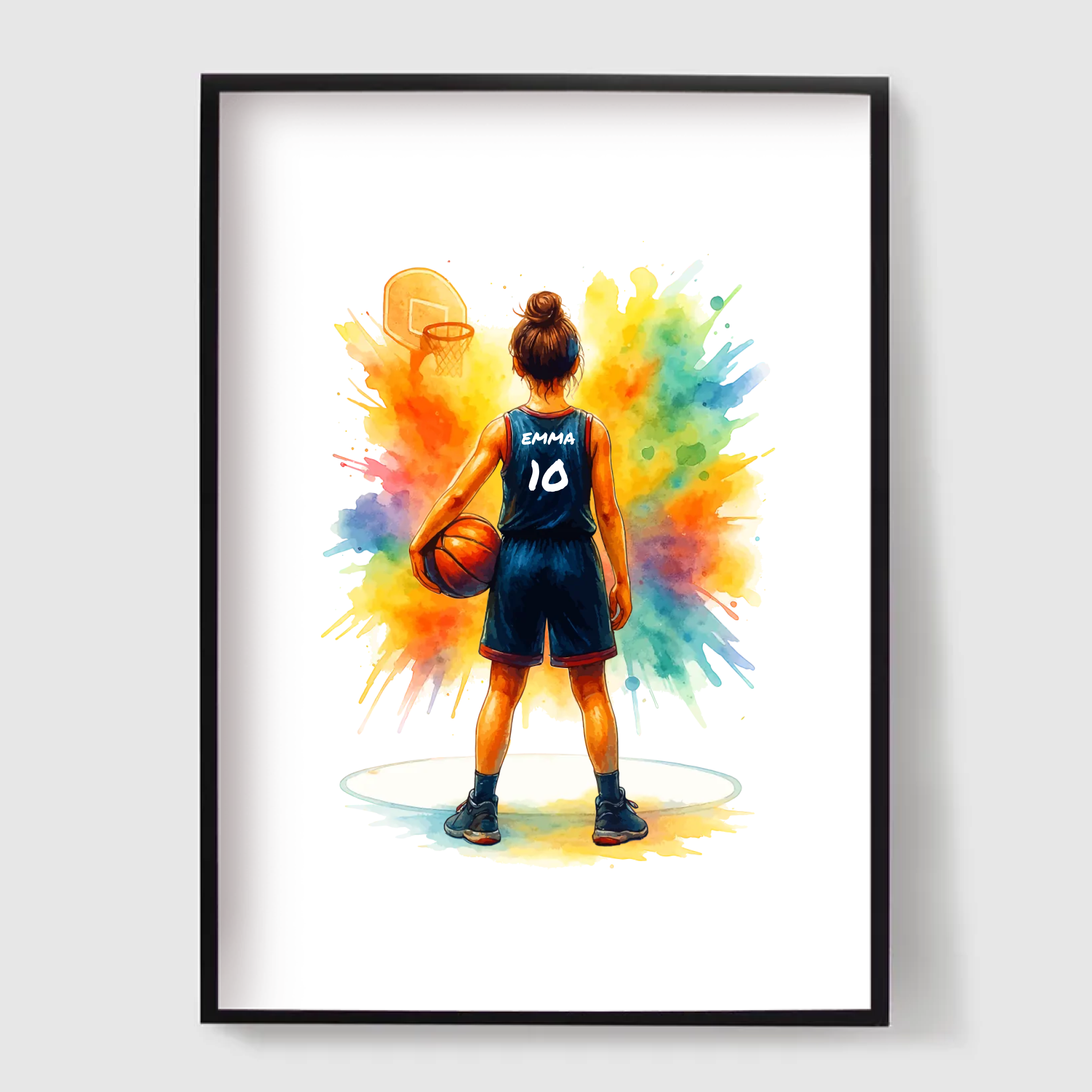 Affiche Personnalisée - Fille de Basketball Colorée