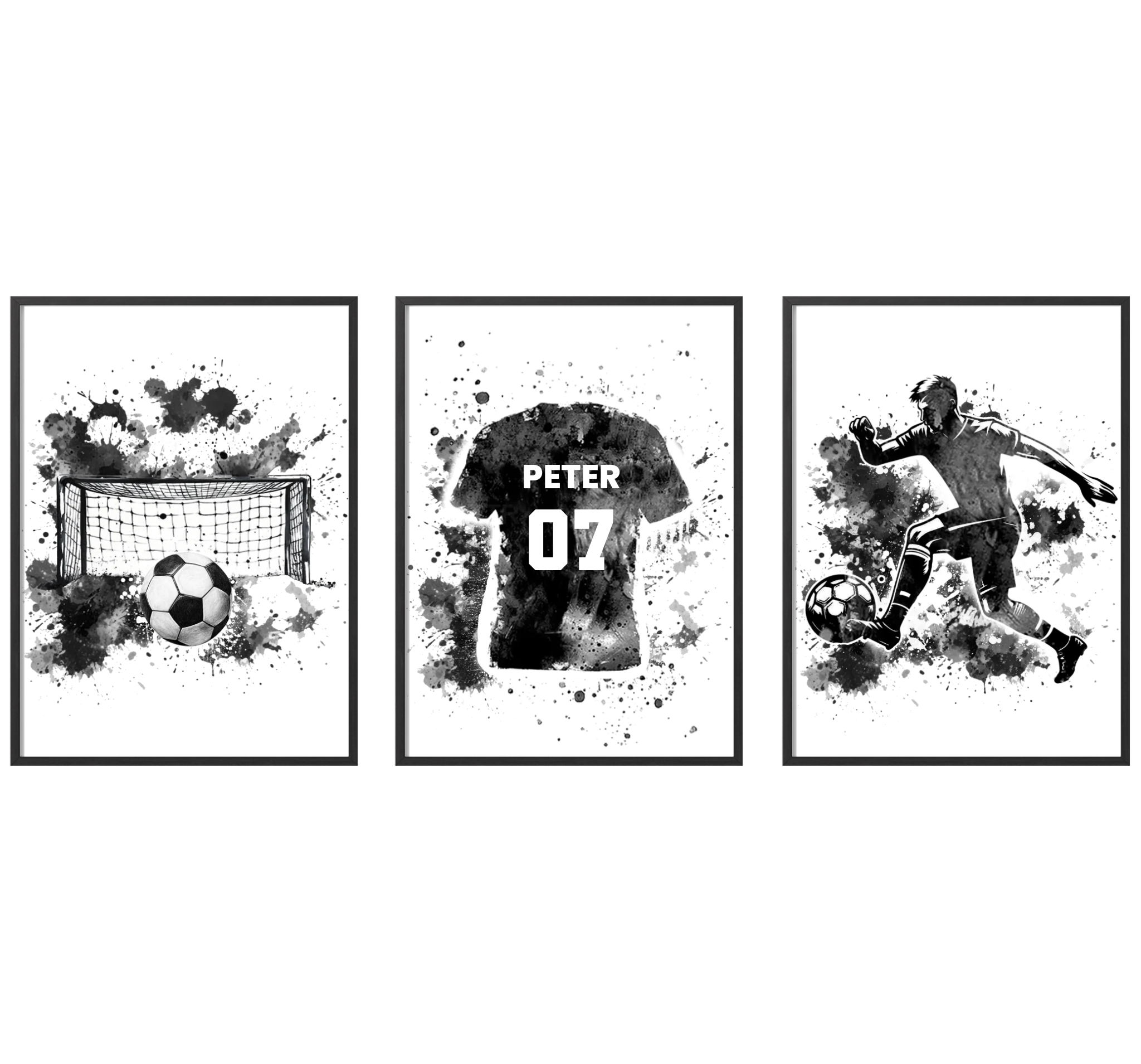 Affiche personnalisée - Chambre de foot / Ensemble de 3