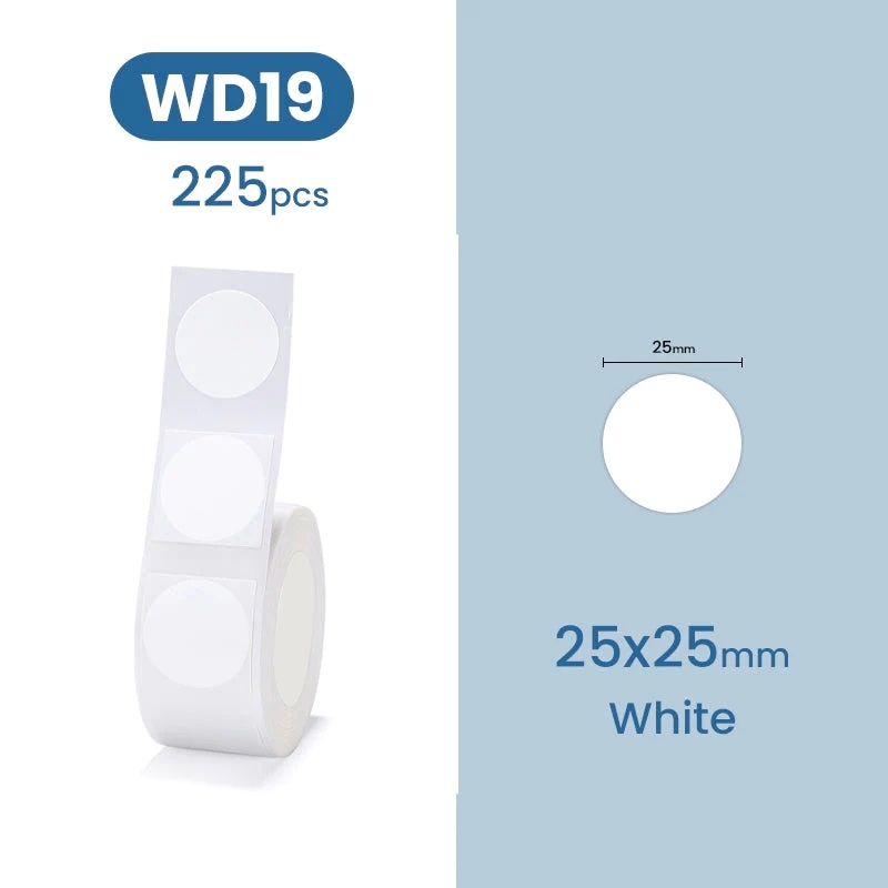 NIIMBOT Étiquettes Autocollantes pour D101 25 x 25mm / 225 pcs / Blanc / Rond