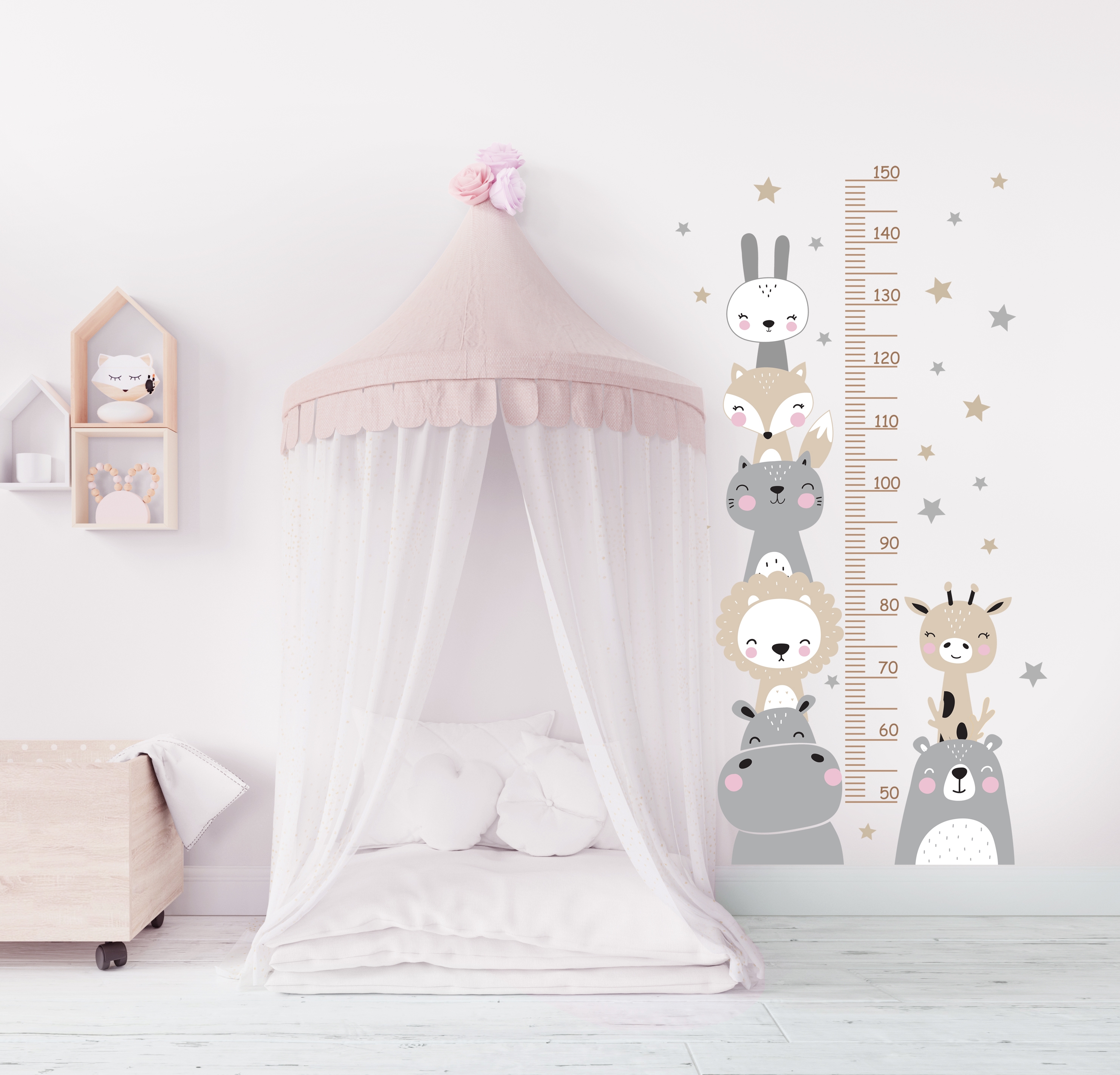 Sticker Mural - Mesure de la taille / Animaux de bande dessinée