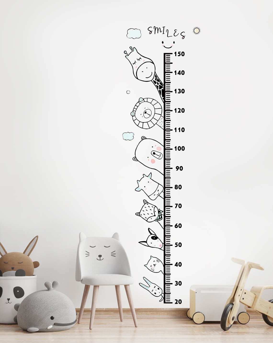 Sticker Mural - Mesure de la taille / Animaux / Smiles