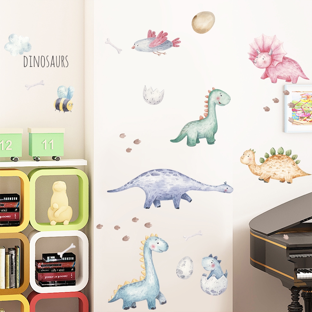 Sticker mural - Dinosaures mignons à l'aquarelle
