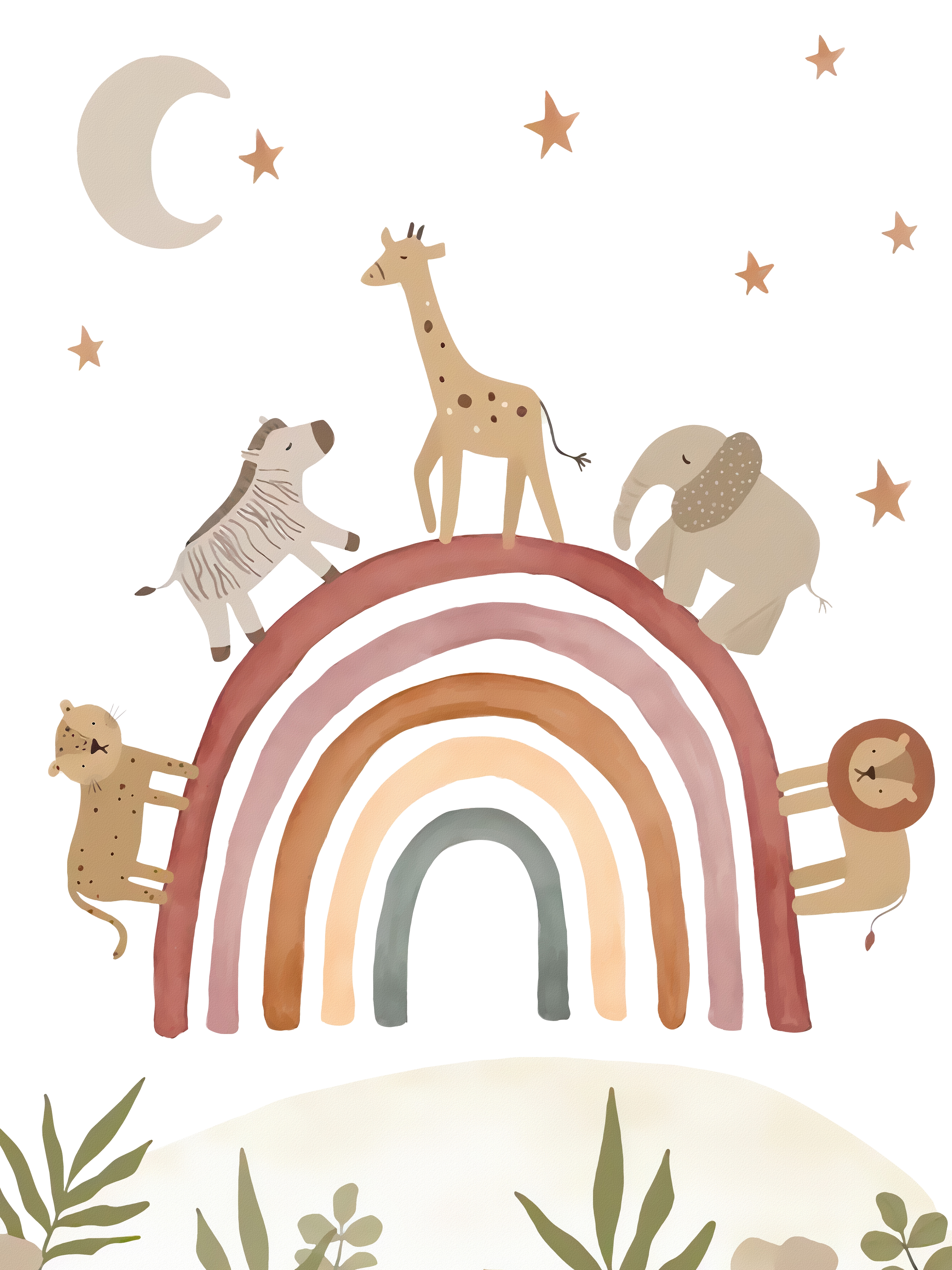 Affiche - Animaux sur arc-en-ciel / 02