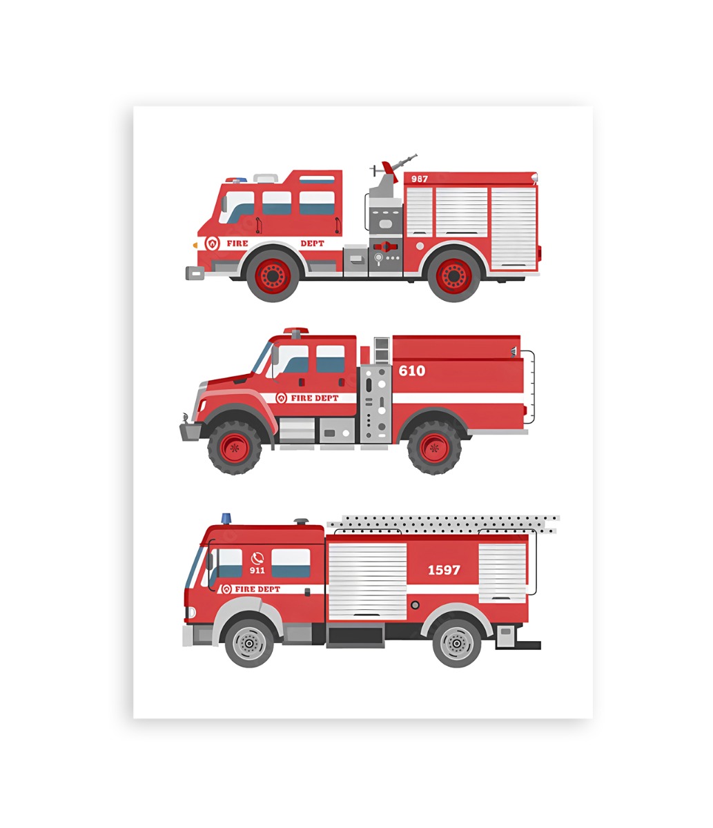 Affiche - Véhicules d'urgence / Camion de pompiers