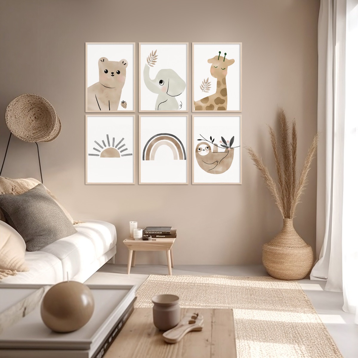 Affiches - Animaux et soleil / Lot de 6