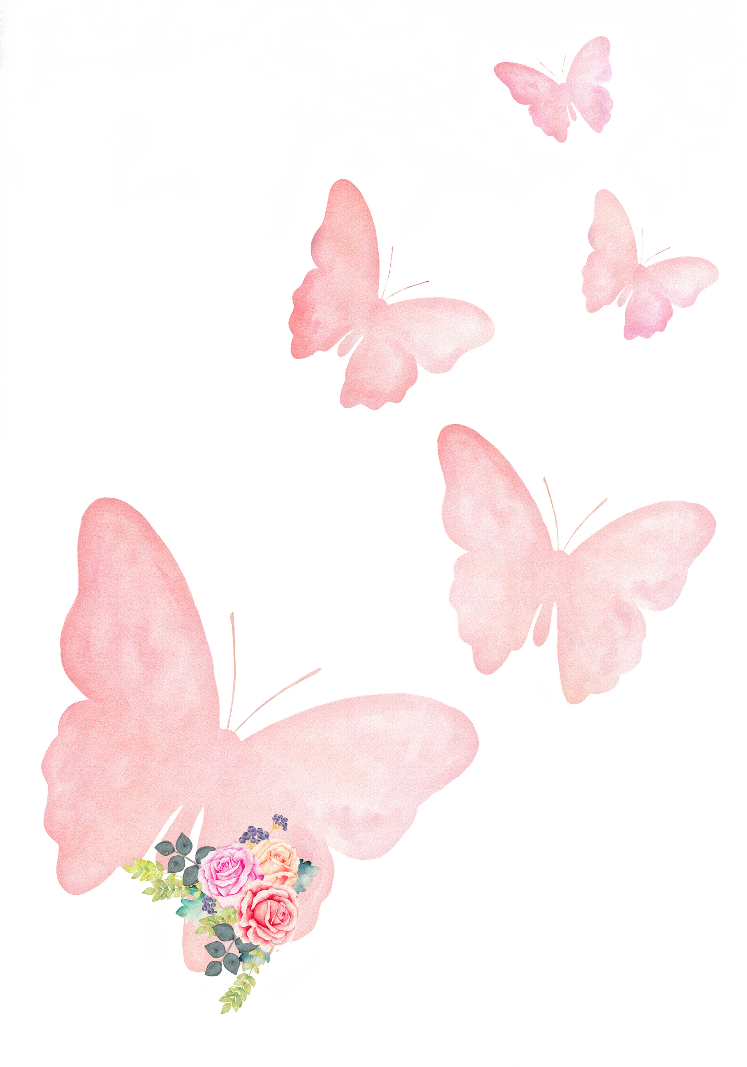 Affiche - Papillons/ Rose