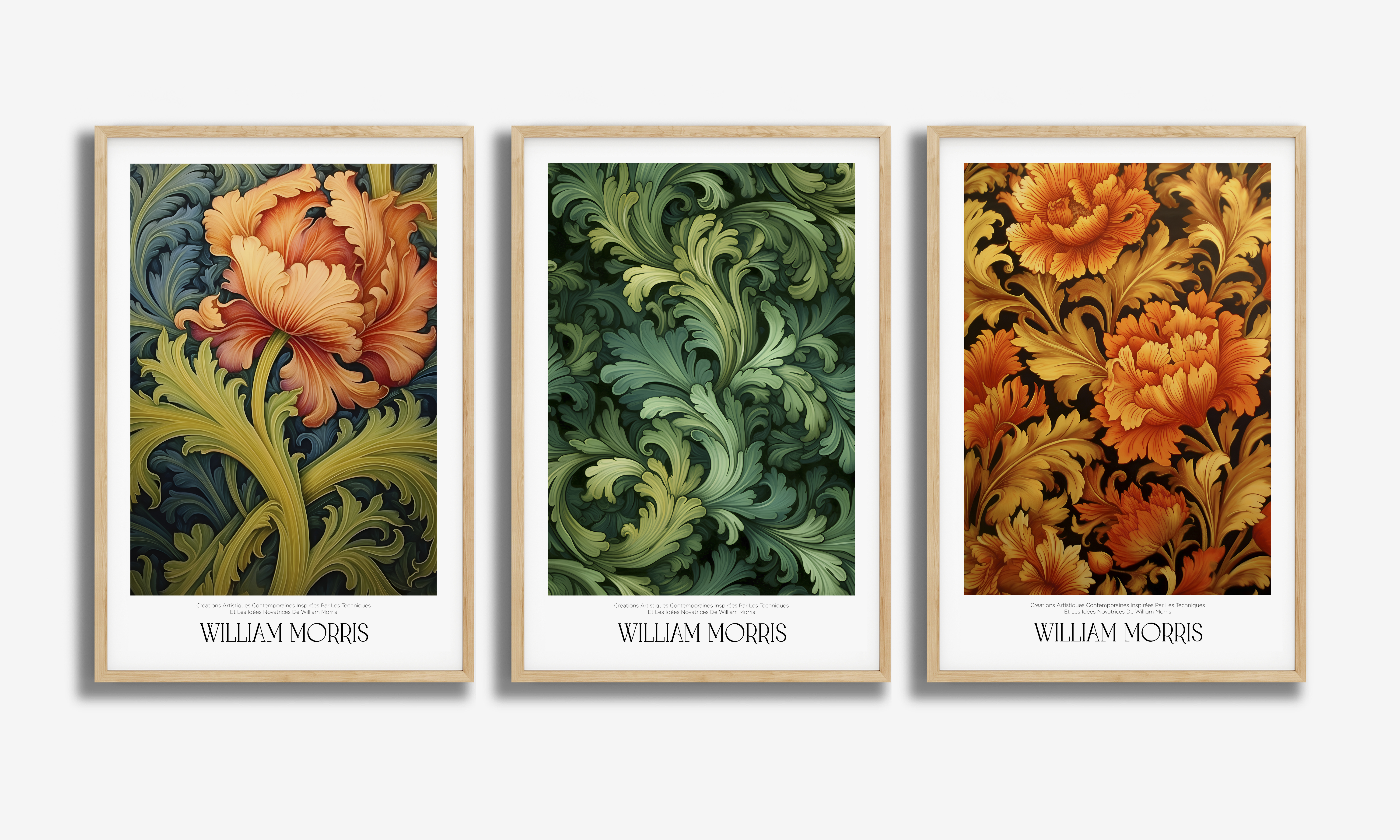 William Morris Affiche Florale - Ensemble de 3