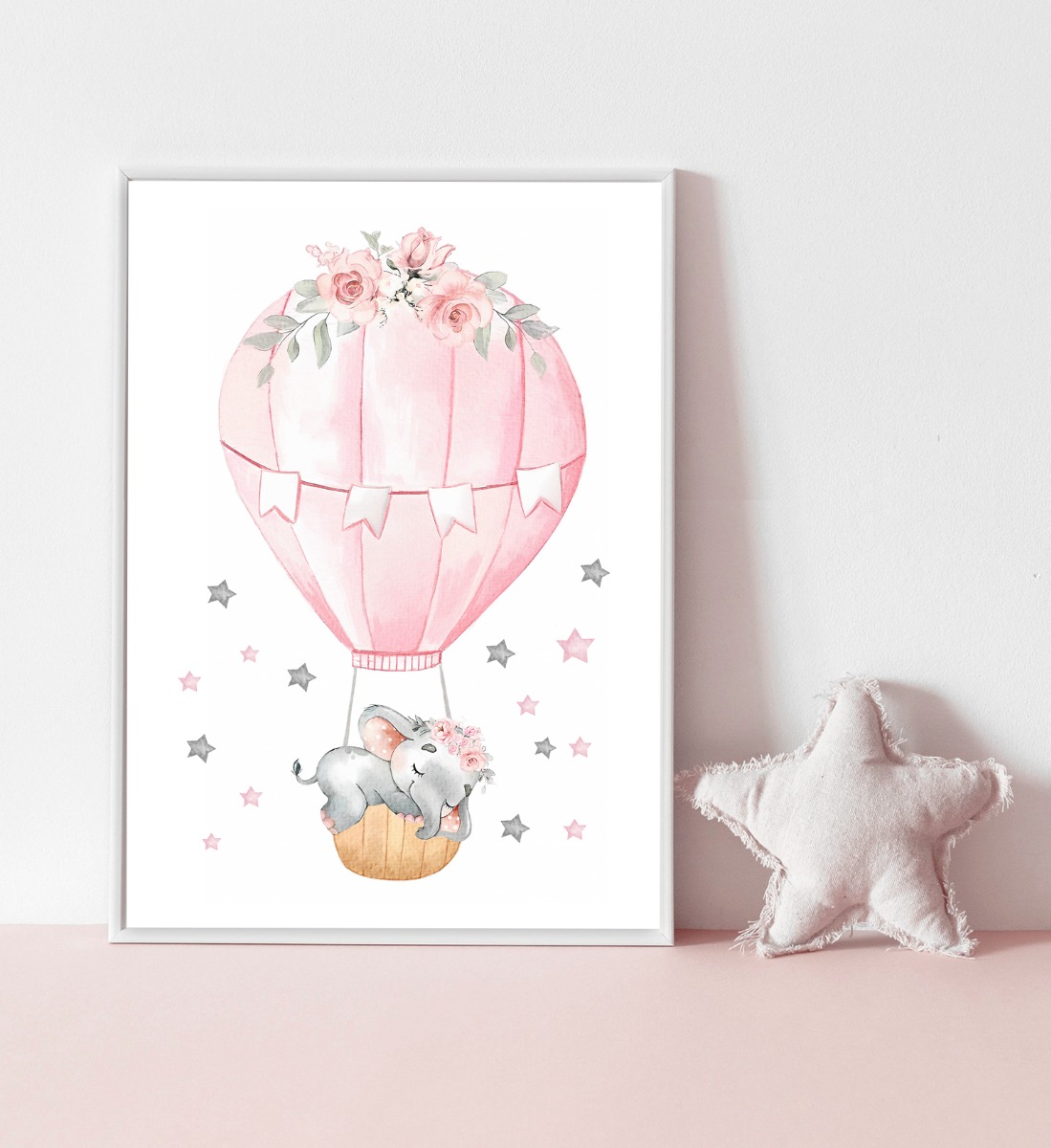 Affiche – Rêves d'Éléphant: Une aventure fantaisiste en montgolfière