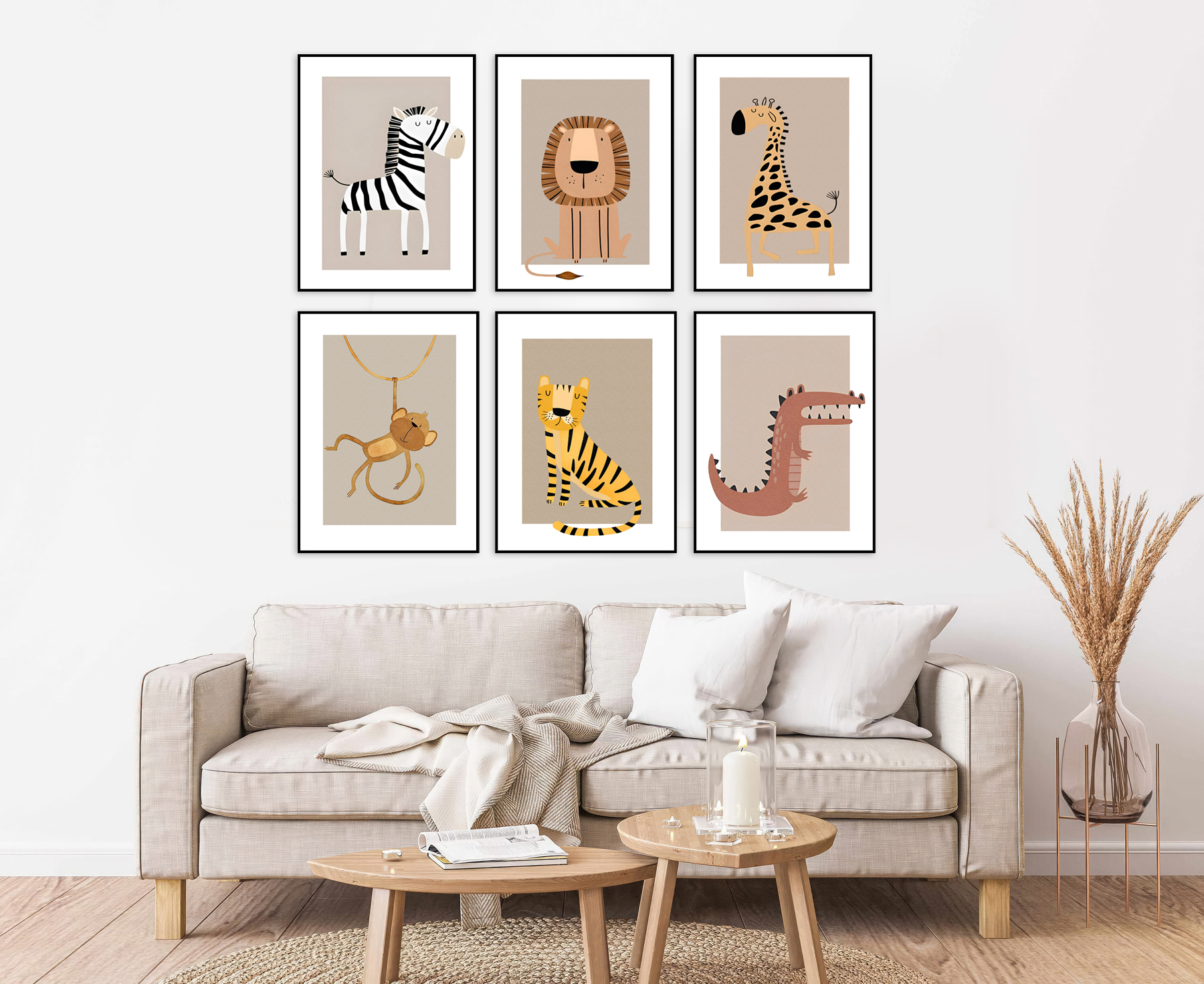 Affiches - Décoration de chambre d'enfant nordique / Lot de 6