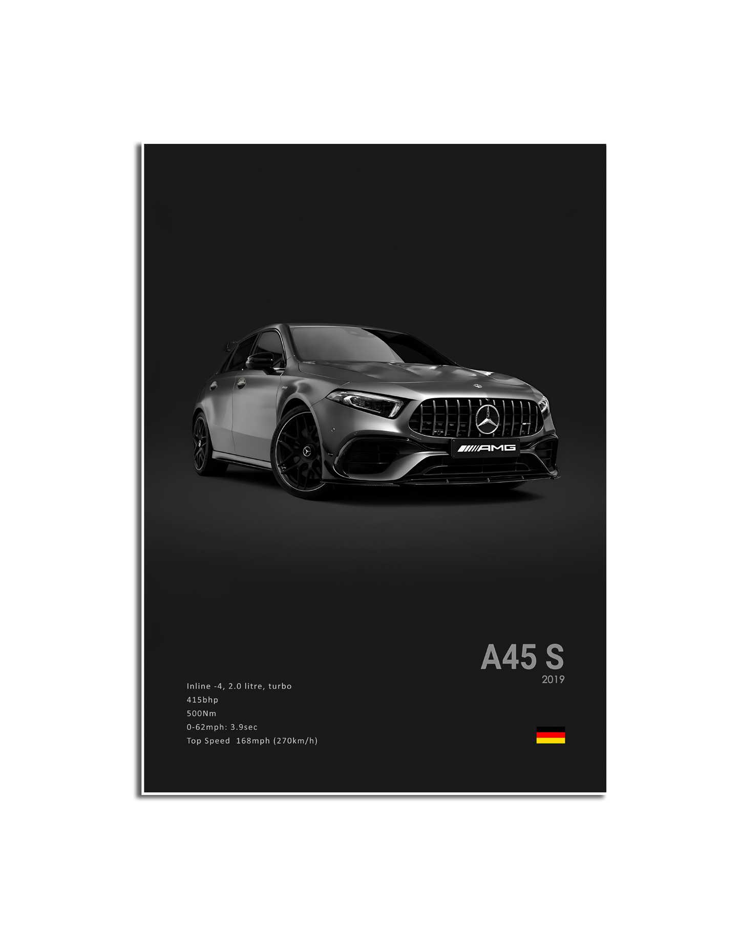 Affiche – Voiture de sport de luxe noir et blanc / A45 S / Noire