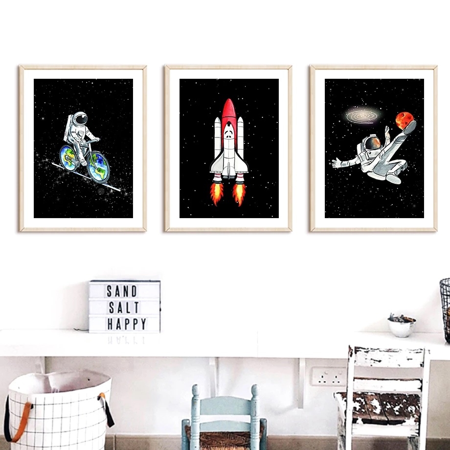 Affiches - Fusée et Astronautes / Lot de 3