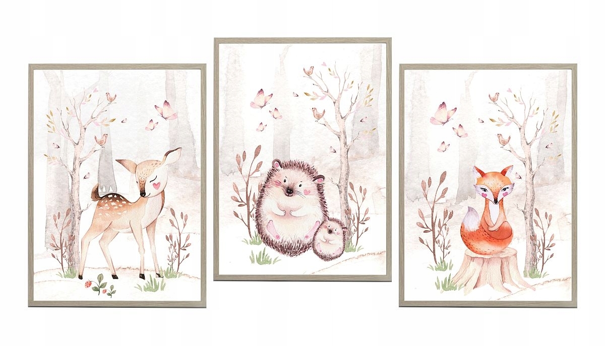 Affiches - Cerf, Porc-épic, Renard / Lot de 3
