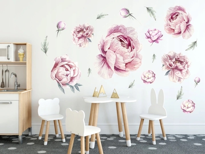 Sticker mural - Pivoines / Rose / 02