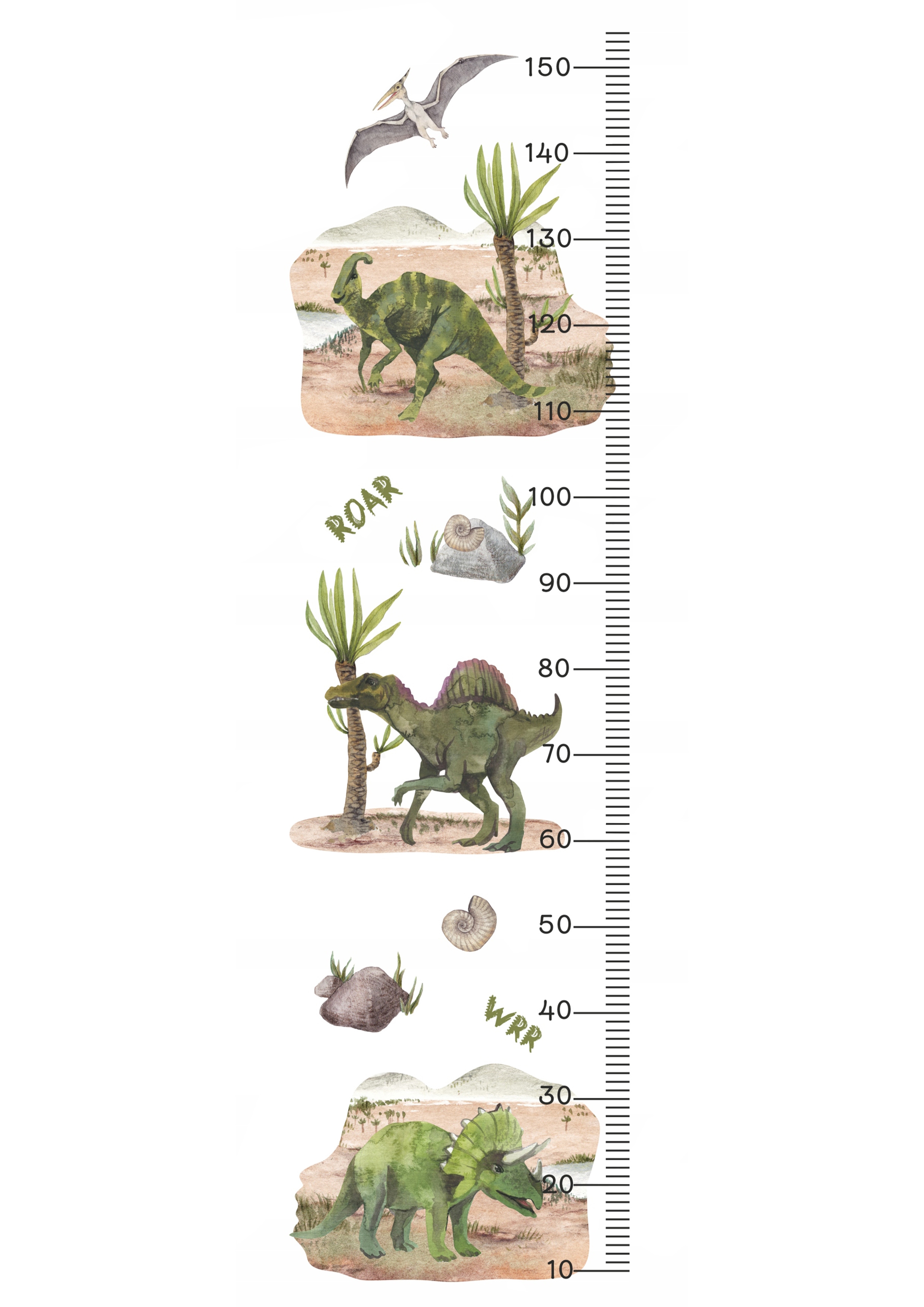 Sticker mural - Dinosaures 4 / Mesure de la hauteur