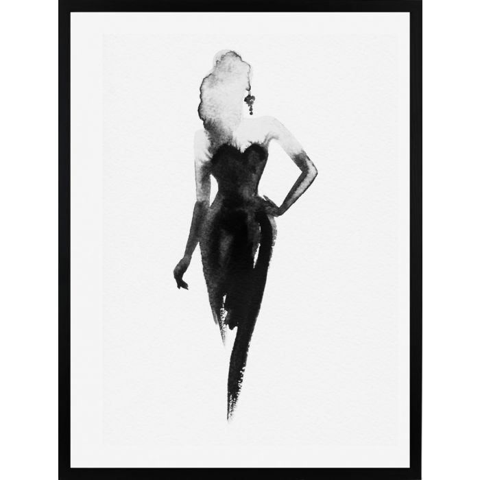 Affiche - Petite Robe Noire N&B / Emballé à plat
