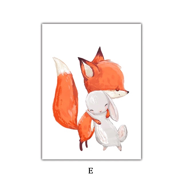 Affiche - Renard avec bébé lapin