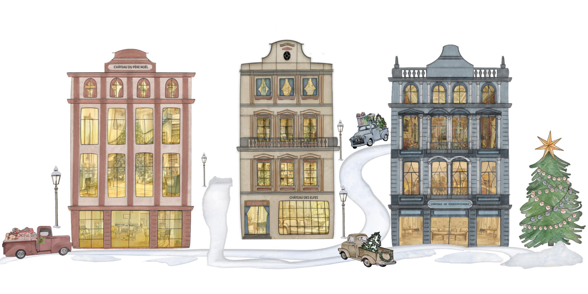 Sticker mural - Châteaux de Noël
