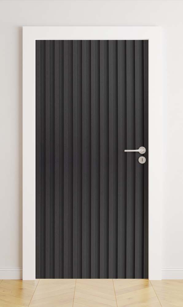Autocollants de porte - Texture bois noir / Peler et coller