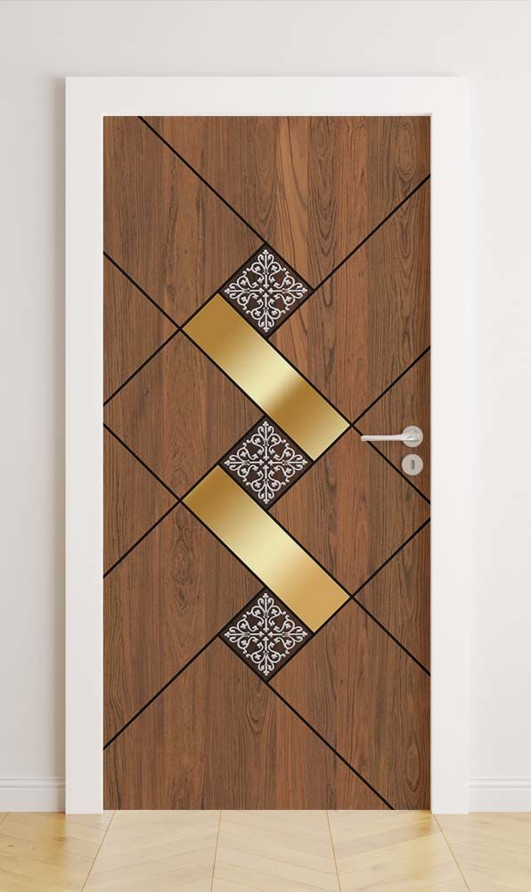 Autocollants de porte - Design en bois élégant / Peel and Stick