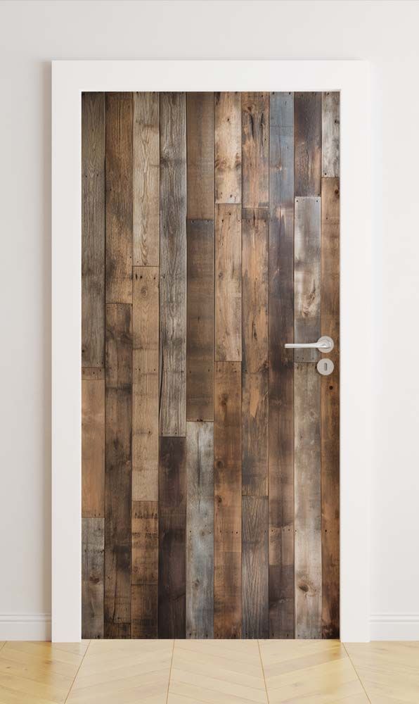 Autocollants de porte - Design Bois Rustique / Décollez et Collez