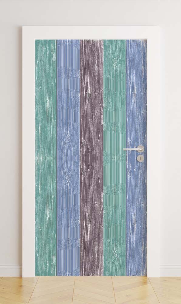 Autocollants de porte - Motif bois rustique / Peler et Coller