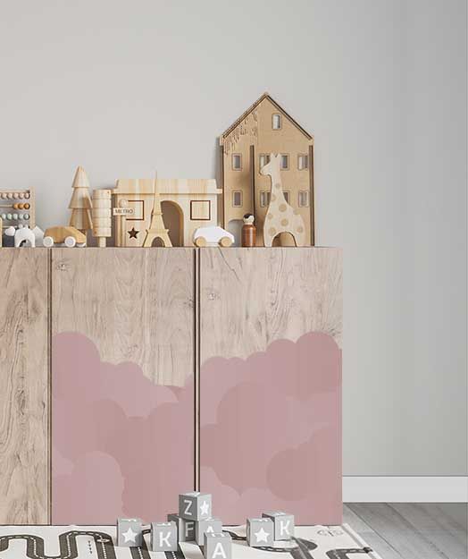 Autocollant Autoadhésif – Ivar Cabinet Décalque / Design Nuage Rose