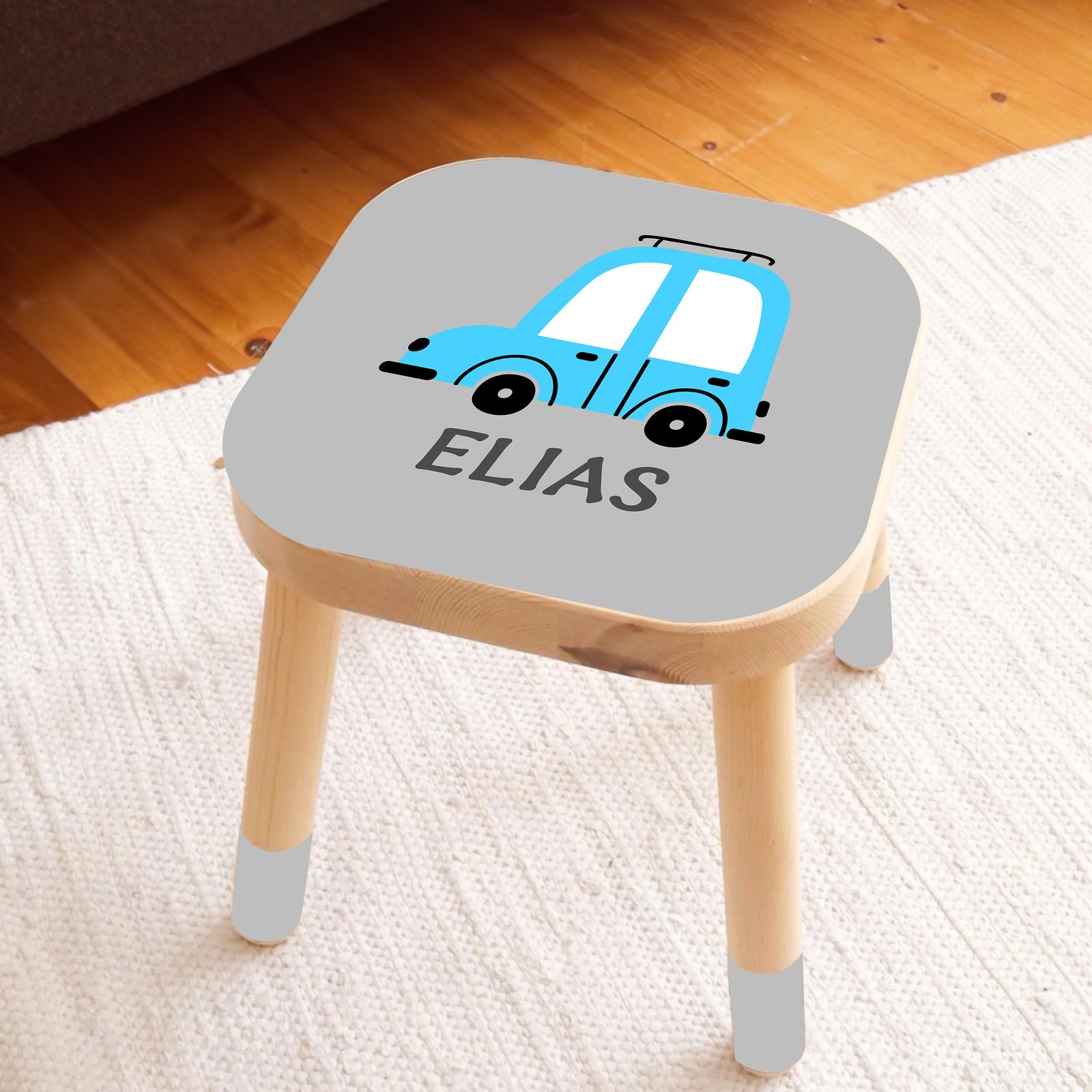 Sticker Autocollant – Décalque Personnalisé Tabouret Flisat / Design Voiture Bleue