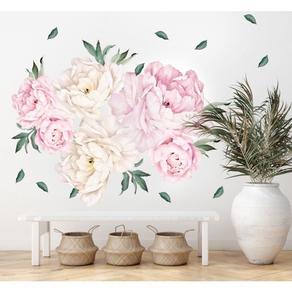 Sticker mural - Fleurs de pivoine / Rose rétro