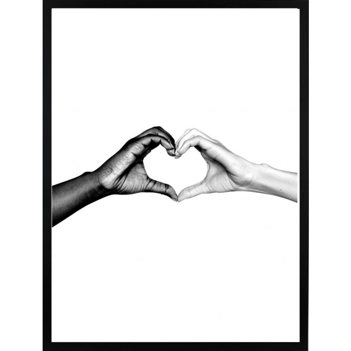 Affiche - N&B Mains Coeur / Emballé à plat