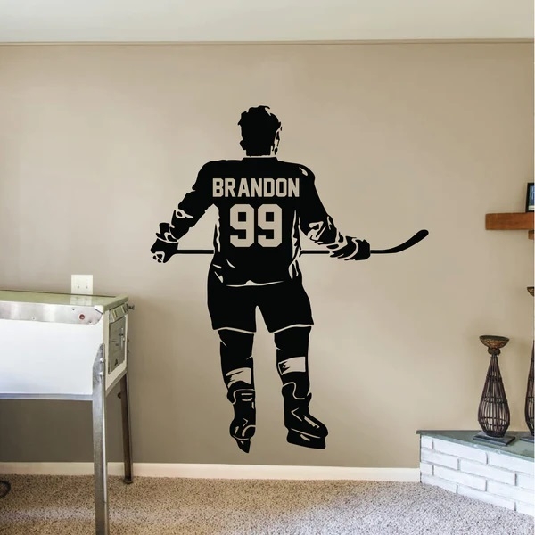 Stickers Muraux - Joueur de Hockey / Personnalisés / Transparent