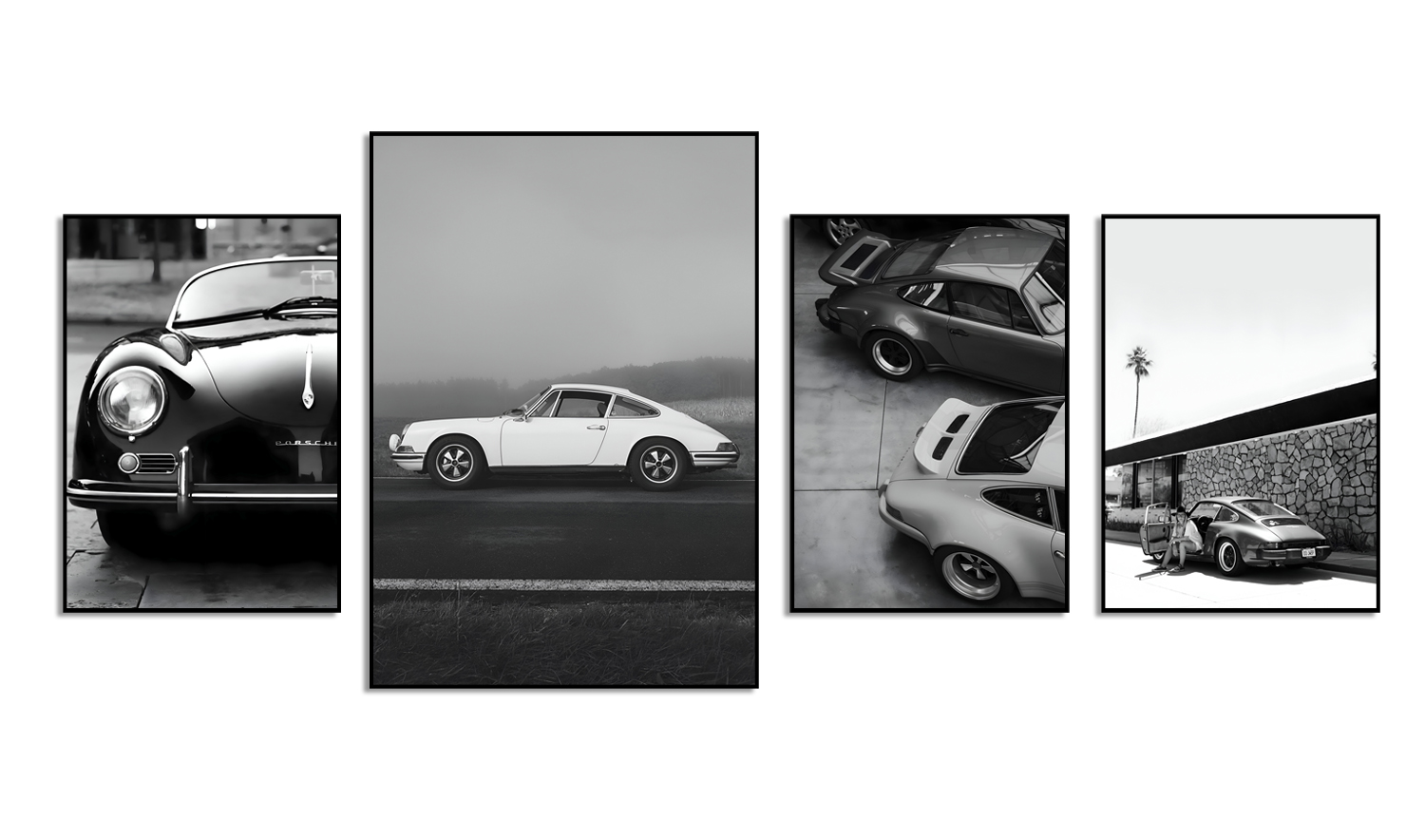 Affiche – Porsche intemporel – L’héritage en noir et blanc / Ensemble de 4