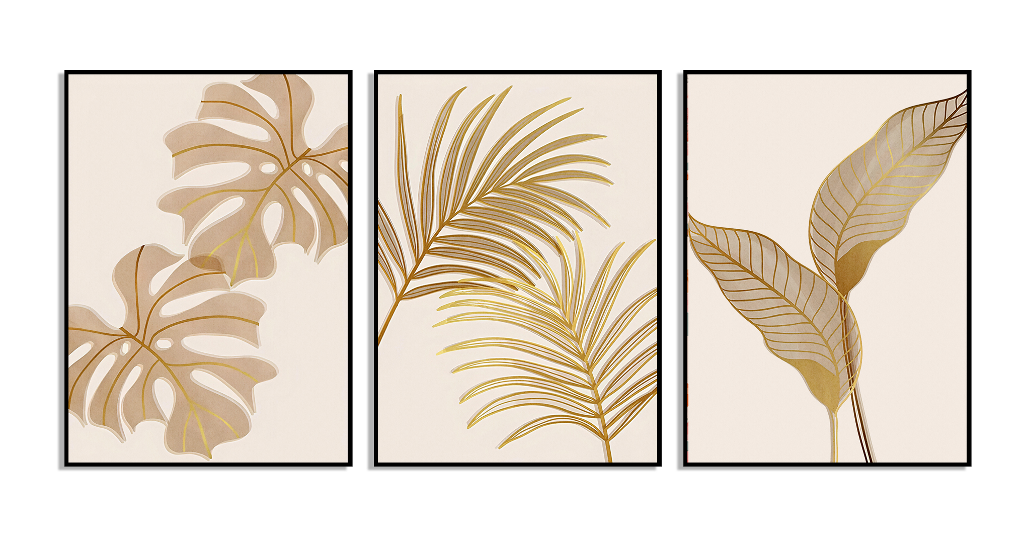 Affiches - Art Moderne / Feuilles Beiges / Lot de 3