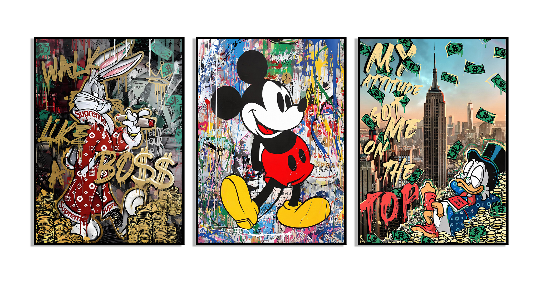 Affiche Murale Icône Cartoon - Ensemble de 3