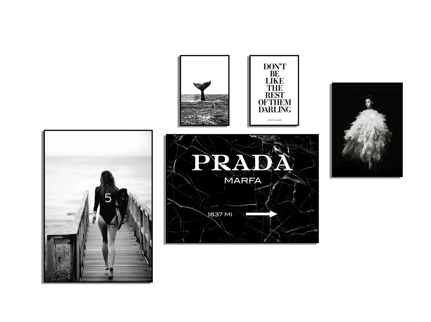 Affiche – Expressions d'Élégance / PRADA / Ensemble de 5