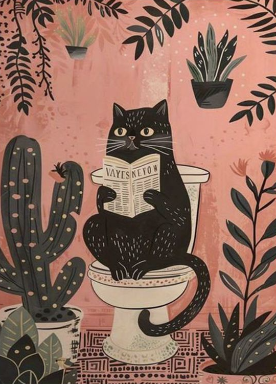 Chat sur Toilettes Affiche