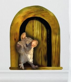 Sticker mural - Souris domestique dans la porte