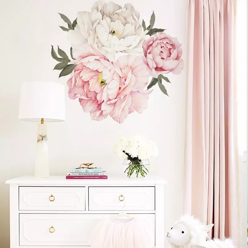 Sticker Mural - Fleurs roses et blanches