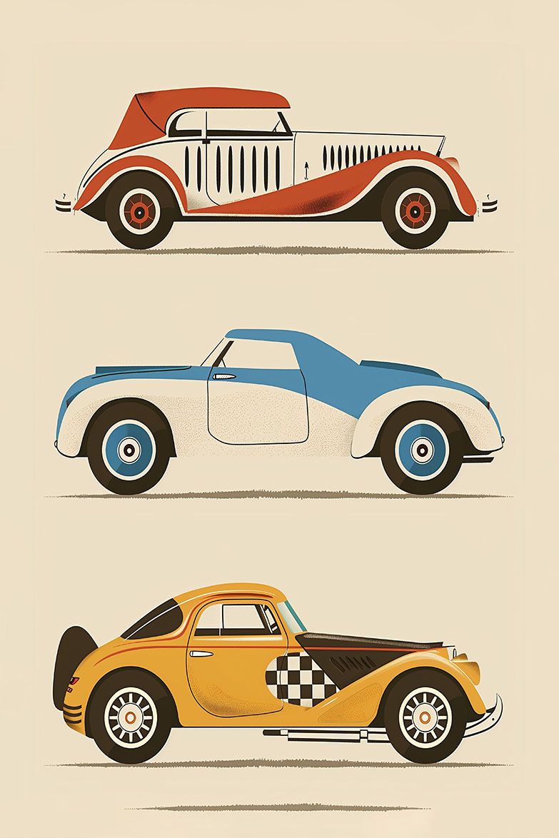 Poster - Illustrations de voitures vintage