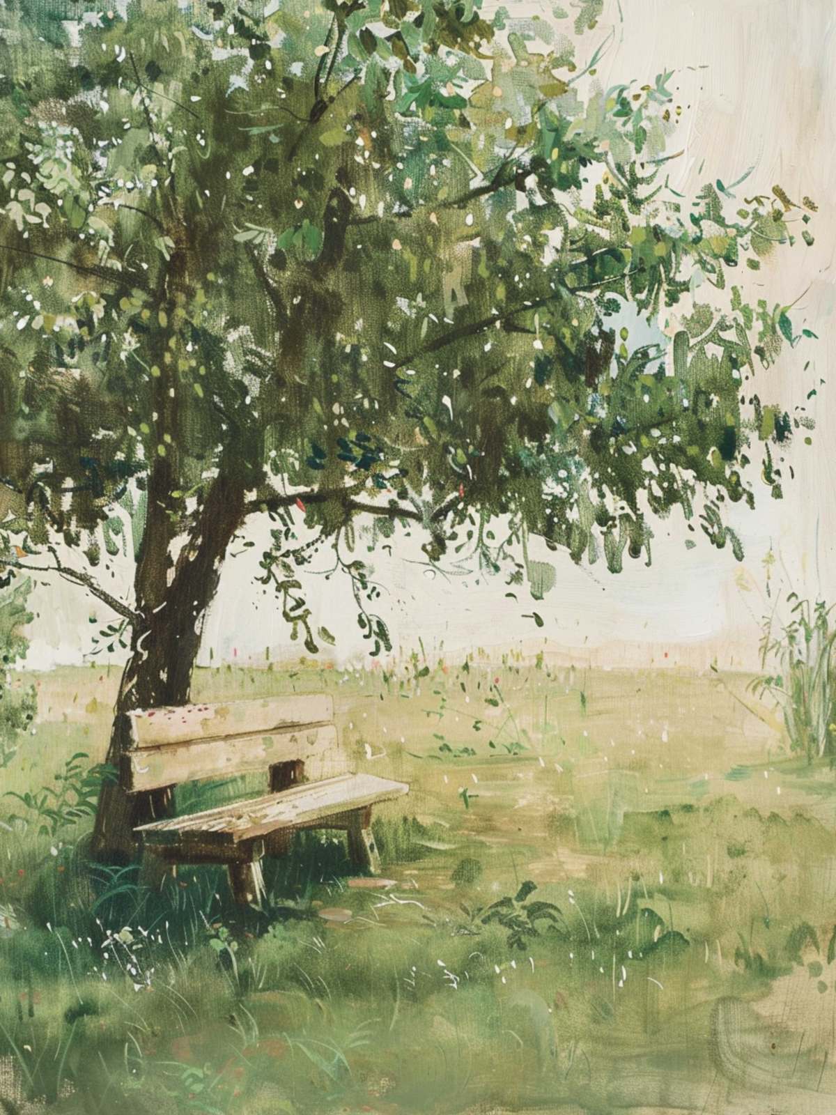 Affiche - Arbre et Banc Tranquille