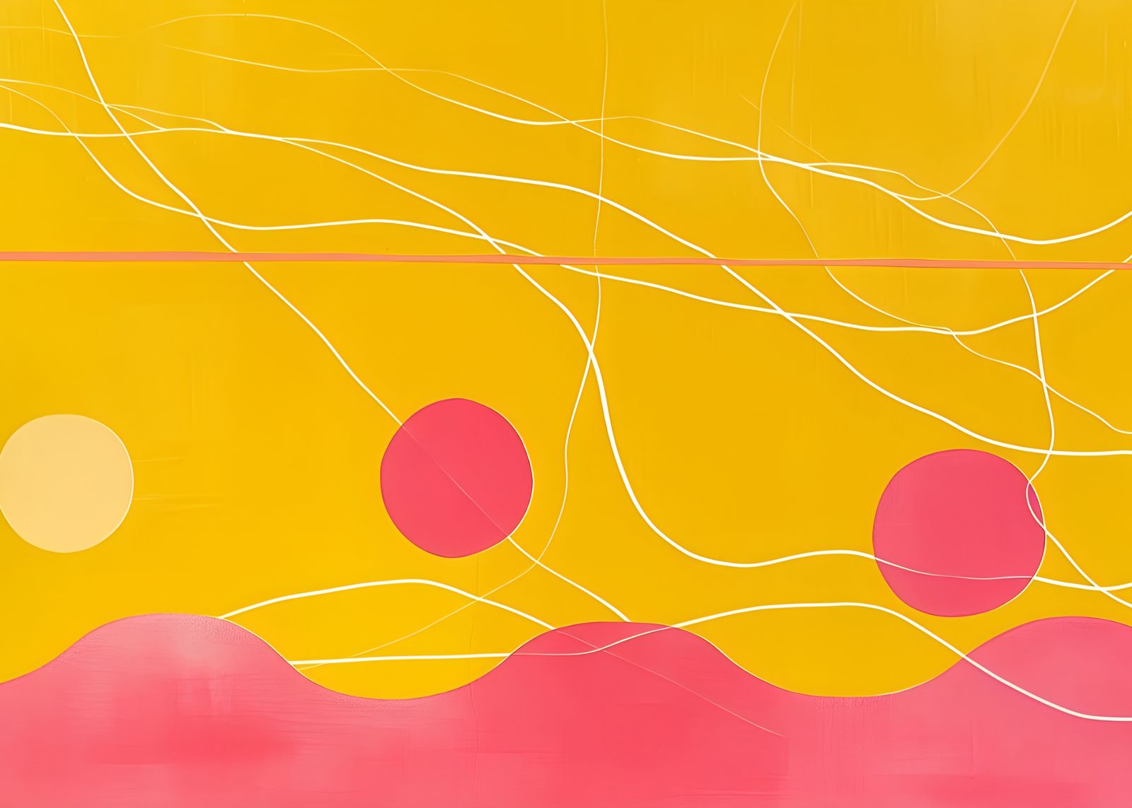 Affiche - Abstrait Jaune et Rose