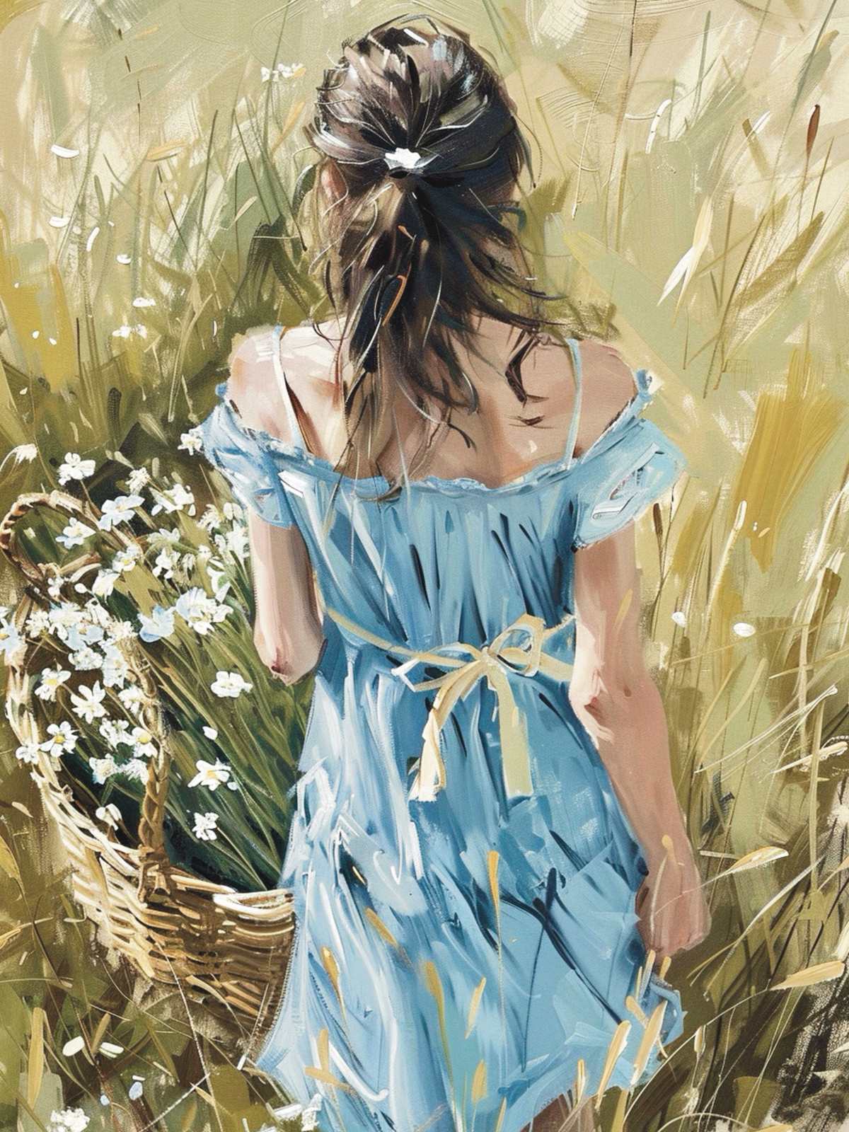 Toile - Fille en Robe Bleue