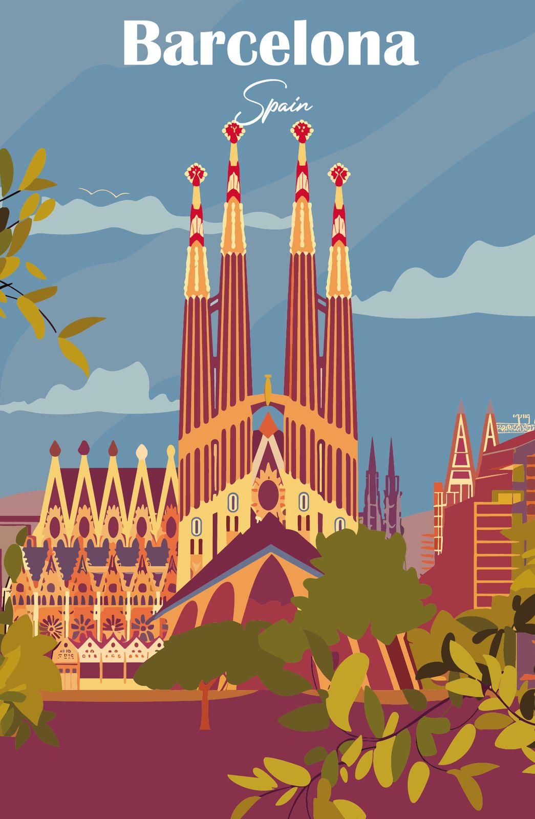 Affiche - Repère de Barcelone Espagne