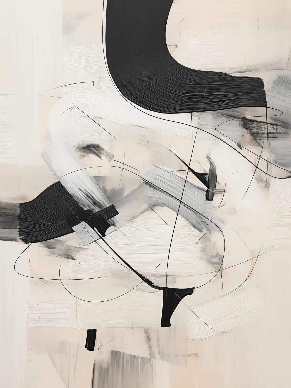 Affiche - Art Abstrait Noir et Blanc