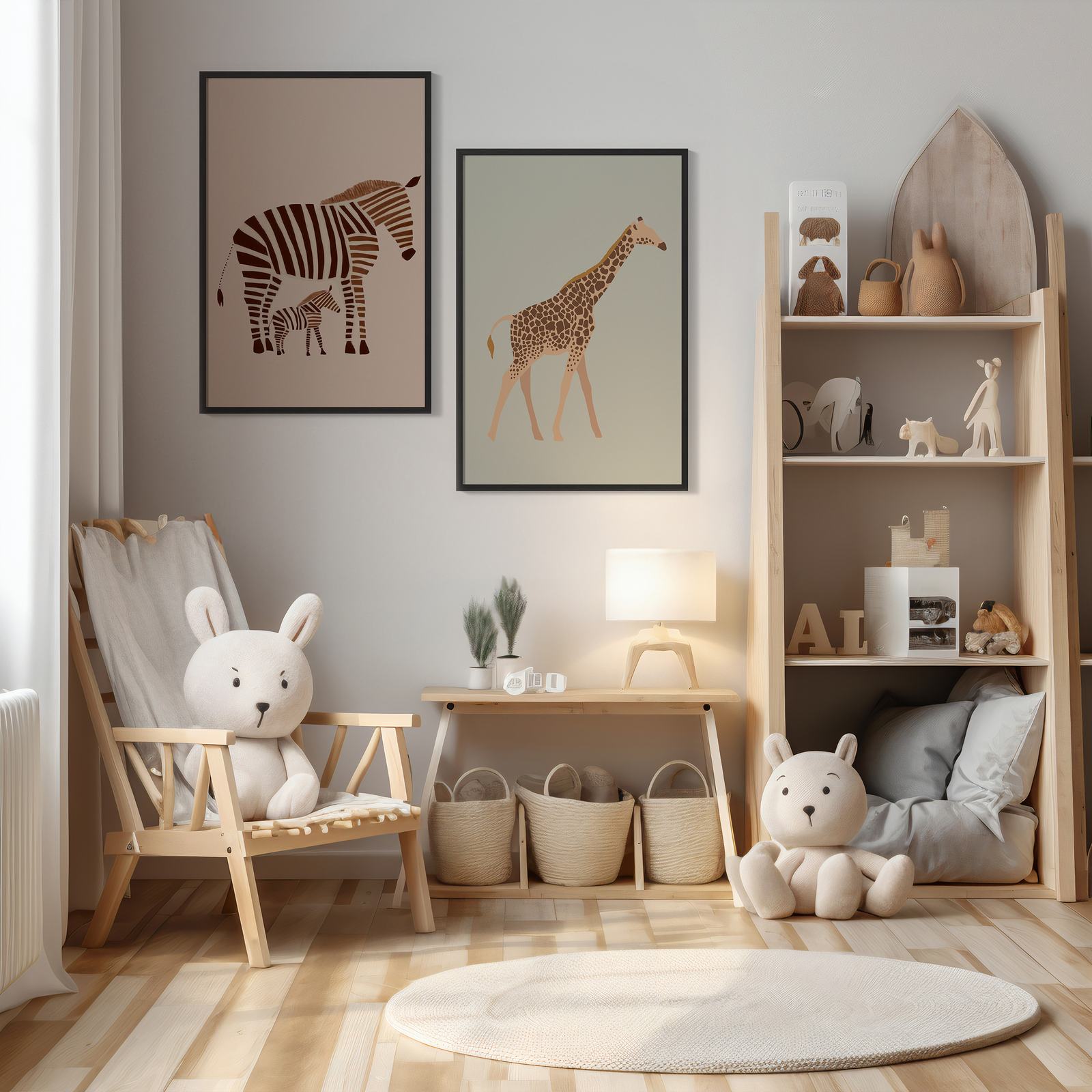 Poster - Girafe et Zèbre / Ensemble de 2