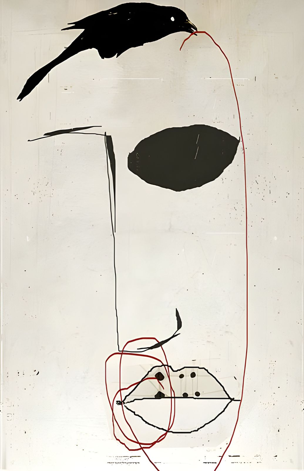 Affiche - Visage Abstrait avec Oiseau