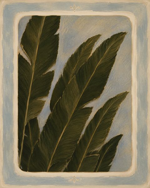 Affiche - Art de feuille sur bleu